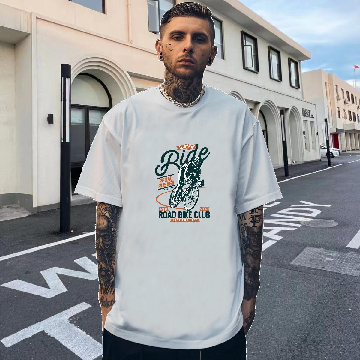 Loose Mens Tshirts Casual 230g Cotton Custom Print Oversized O Neck Short Sleeves Motorcycle T Shirts Men Stylist Clothes