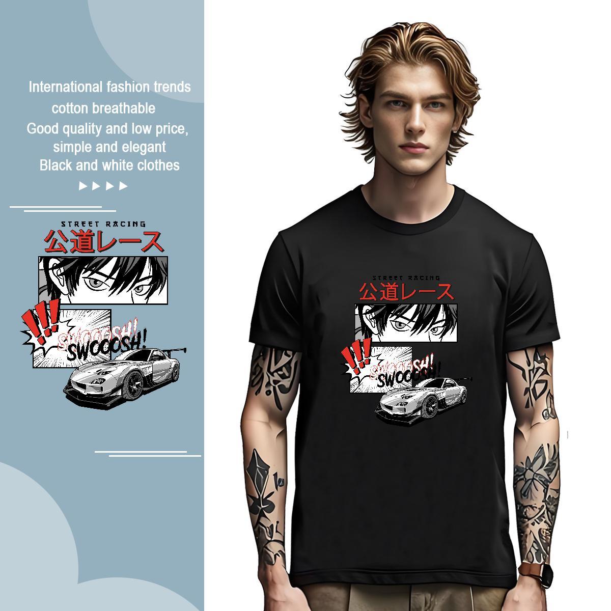 TOP Quality car T shirt High Street Hip Hop Men Tops Tees 230g Pure Cotton Fashion Design Crew Neck Breathable Customized Print Tee Shirt