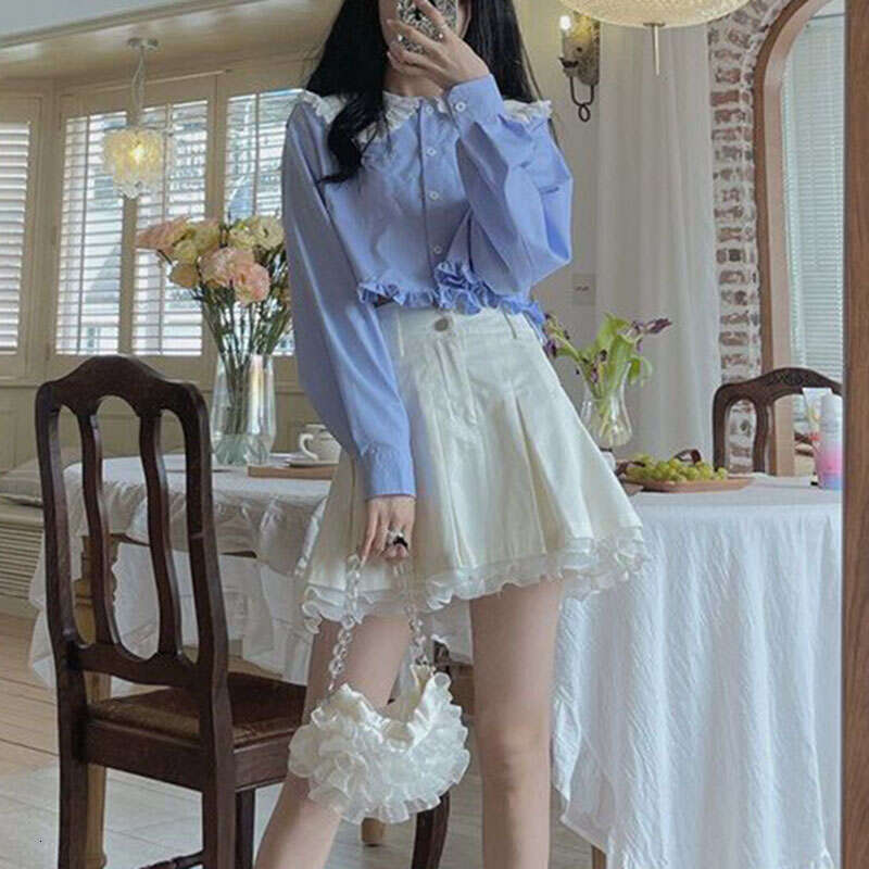 Sexy Lace Patchwork Mini Skirts for Women Japanese Sweet Cute Black Pleated Tennis Woman Y2K High Waist Lolita Cake Skirt