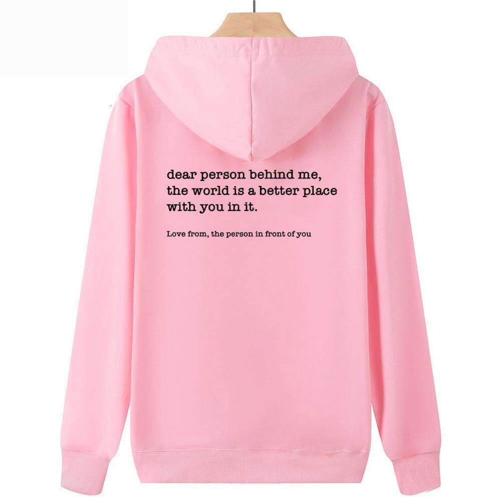 Fashion Slogan Dear Person Behind Me Hoodies for Men Women Simple Personalised Loose Plus Size Streetwear White Sweatshirts Male n alised
