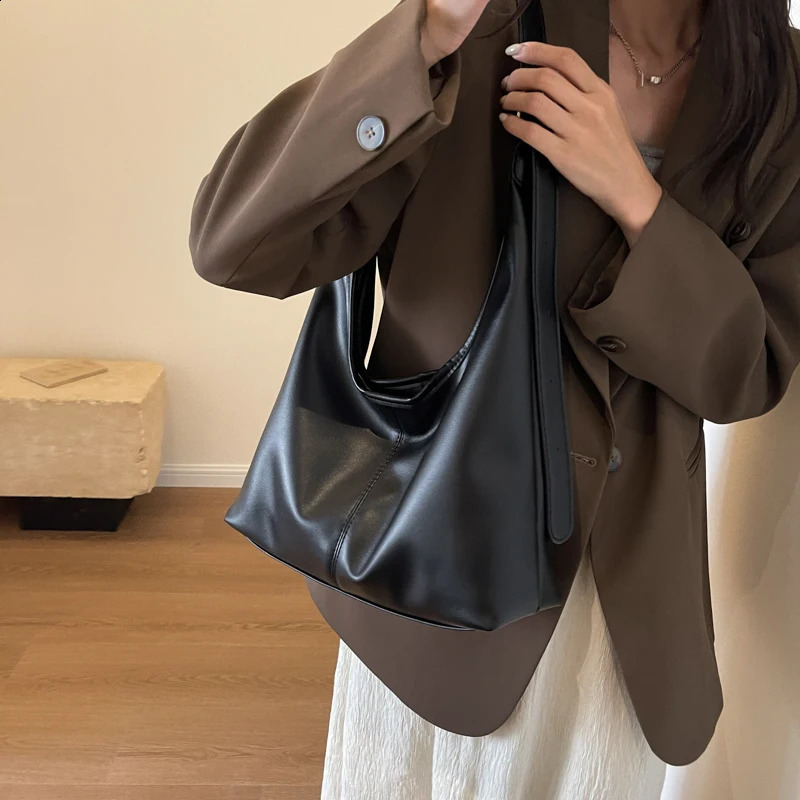 MOODS Shoulder Tote Bag Sets For Women Pure Color Large Capacity Shopping With Small Pouch 2023 Winter Casual Shoppers 240813