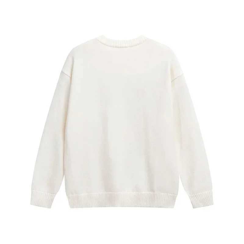 Autumn and Winter Mens and Womens Knitted Zipper O-neck Heart Embroidery 2023 Loose Fashion Casual SweaterW240729