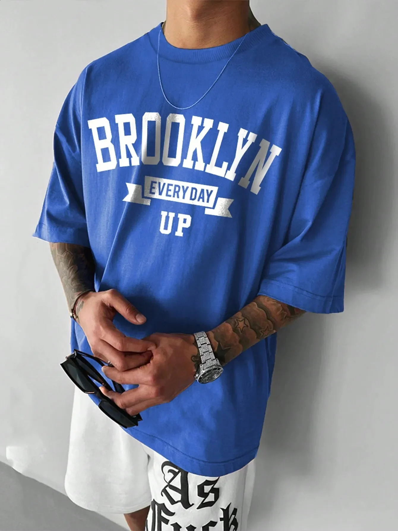 Summer mens cotton Tshirt Brooklyn print top fashion letter vest short sleeved clothing Harajuku streetwear 240813