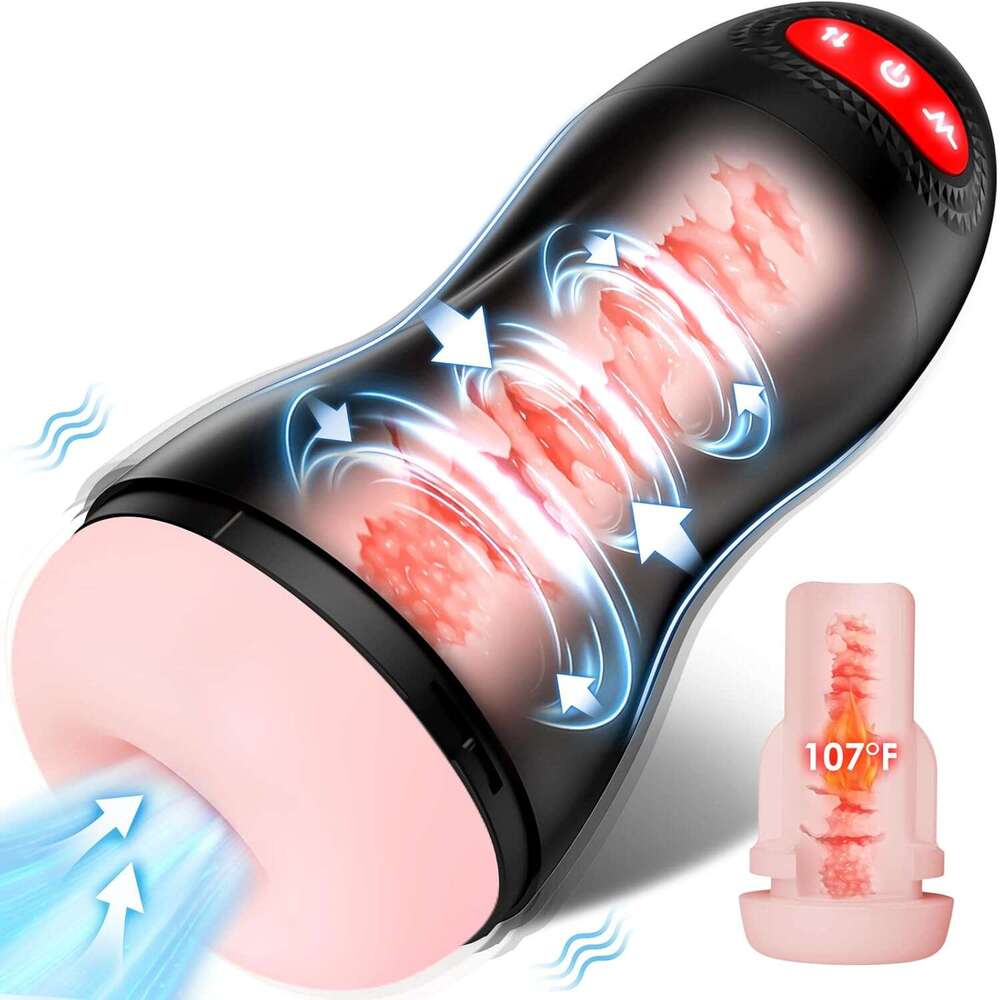 Automatic male device, suction male device pump, with 9 suction and 10 vibration and heating male sex toys, hands-free pocket male pump adult sex toy
