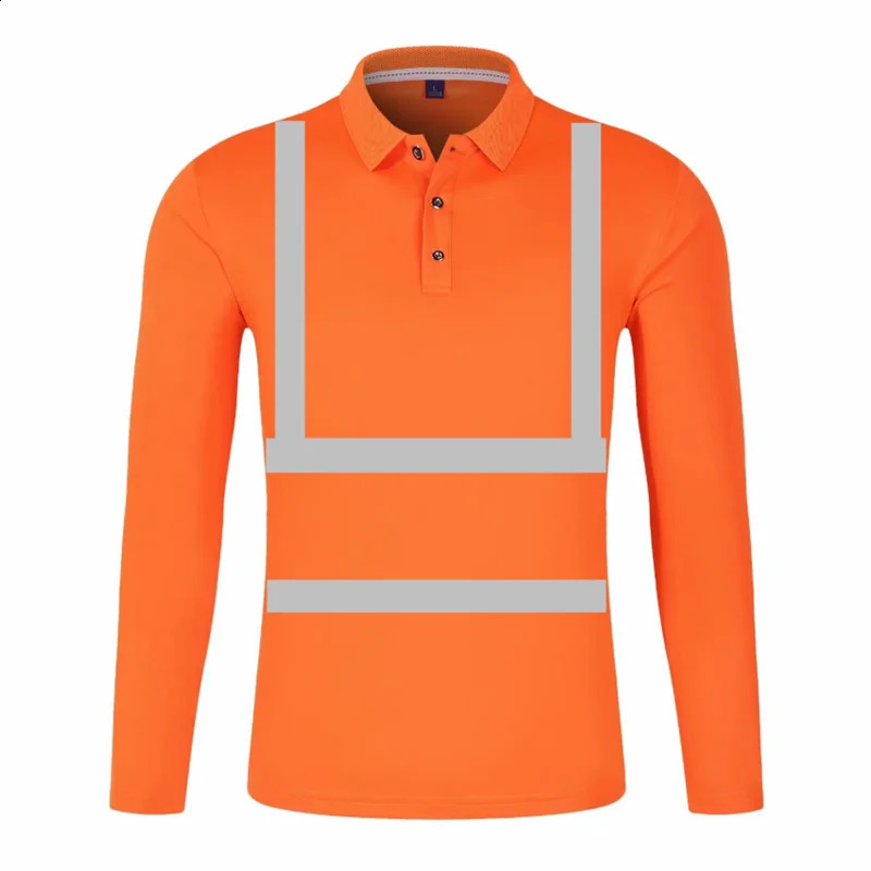 Hi Vis Safety Work Polo Shirt Reflective Construction Shirts for Men Quick Dry Long Sleeve Shirt Men Outdoor 240814