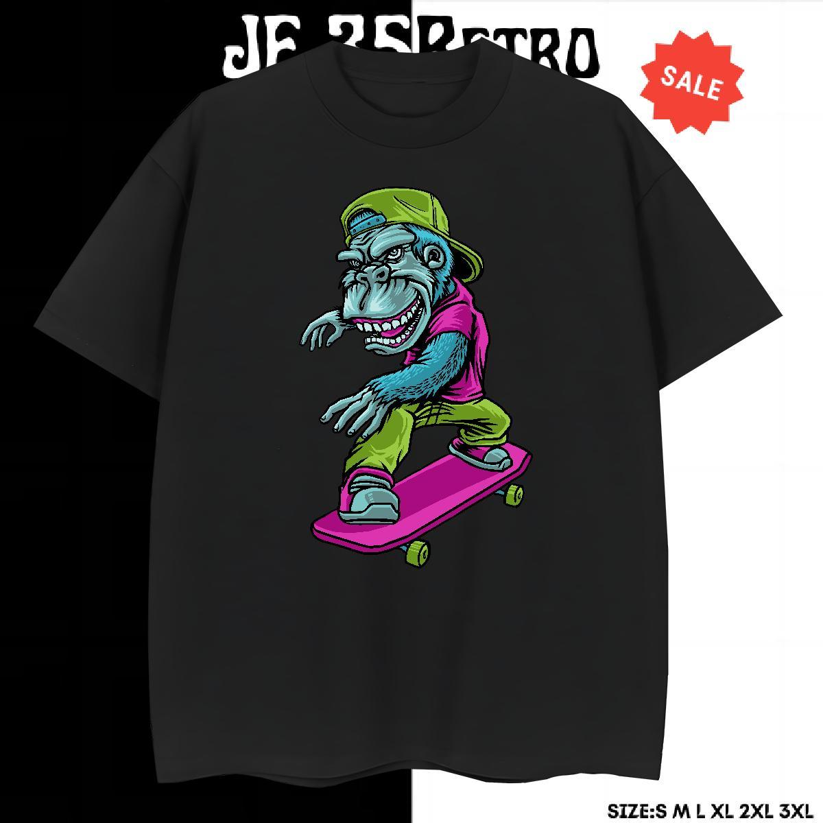 TOP Quality T shirt chimpanzee Breathable Short Sleeve Sport Cartoon Print 230g Cotton Couples T Shirts Stylist Tees Shirts