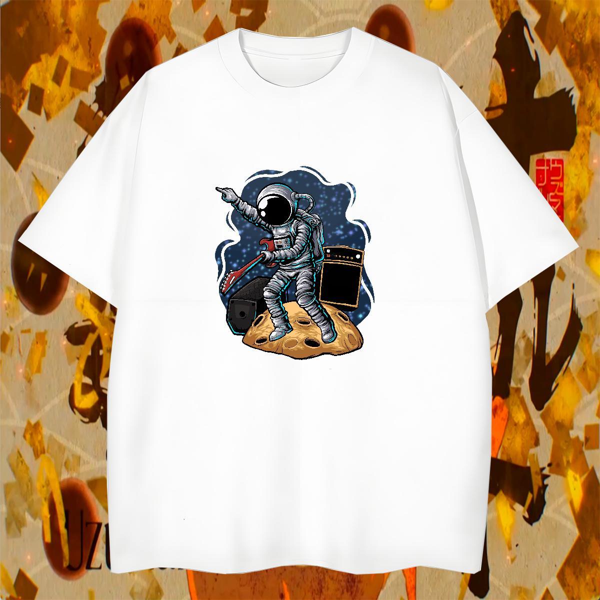 T Shirt For Man 230g Pure Cotton cosmonaut Daily Wear Round Neck Short Sleeve Custom Print Plus Size Couples T Shirts 2024 Designer Cool Tee Shirt