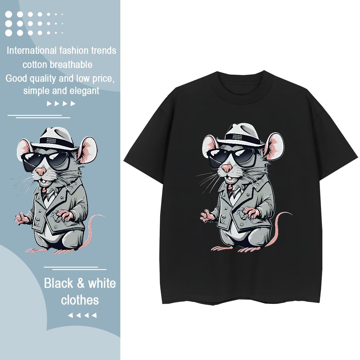 Cool T shirt mouse Round Neck Short Sleeve Sport Asian Size 100% Cotton 230g Men Tees Fashion Designer Tops Shirt