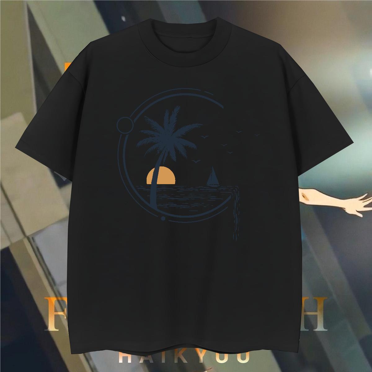 T-Shirts for Men 230g 100% Cotton tree Street Wear Crew Neck Breathable DIY Printed Couples T Shirts Customized Loose Tops
