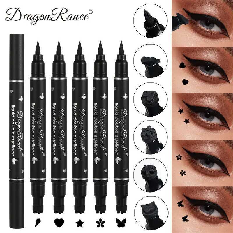 Double Head Moon Star Heart Flower Liquid Eyeliner Pen Black Stamp Eyeliner Waterproof Makeup Butterfly Seal Eye Liner Pencil Y240813
