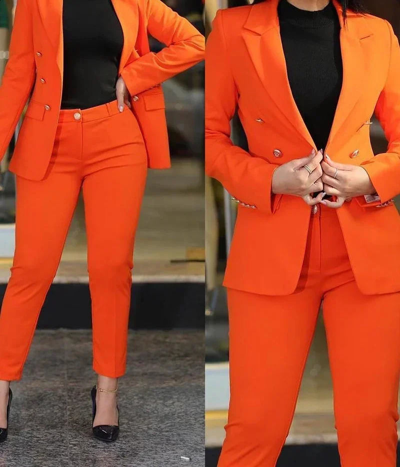 Blazer Womens Suits Elegant Pants Long Sleeved Coat Solid Color Fashion Versatile Casual Set Summer Y2k Clothes 240813