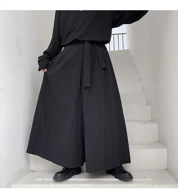 Men Hakama Harajuku Kimono Samurai Pants Men Casual Wide Pants Men Chinese Style Hanfu Tang Trousers Male Kendo Uniforms 240814
