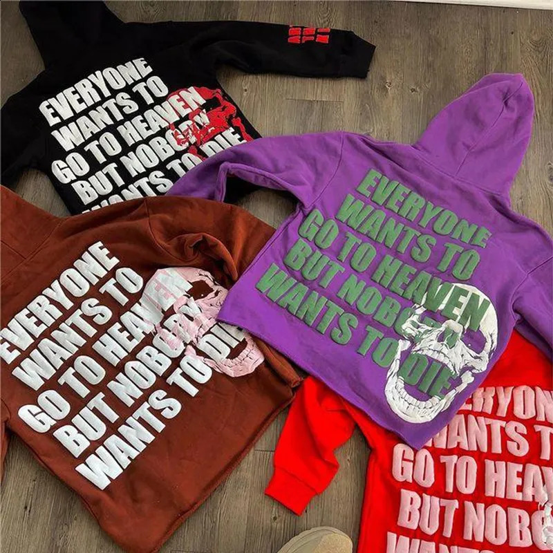 Y2K Jacket Letter Skeleton Print American Oversized Hoodie Men High Street Hip-Hop Clothing Retro Casual Loose Sweatshirt Women 240809