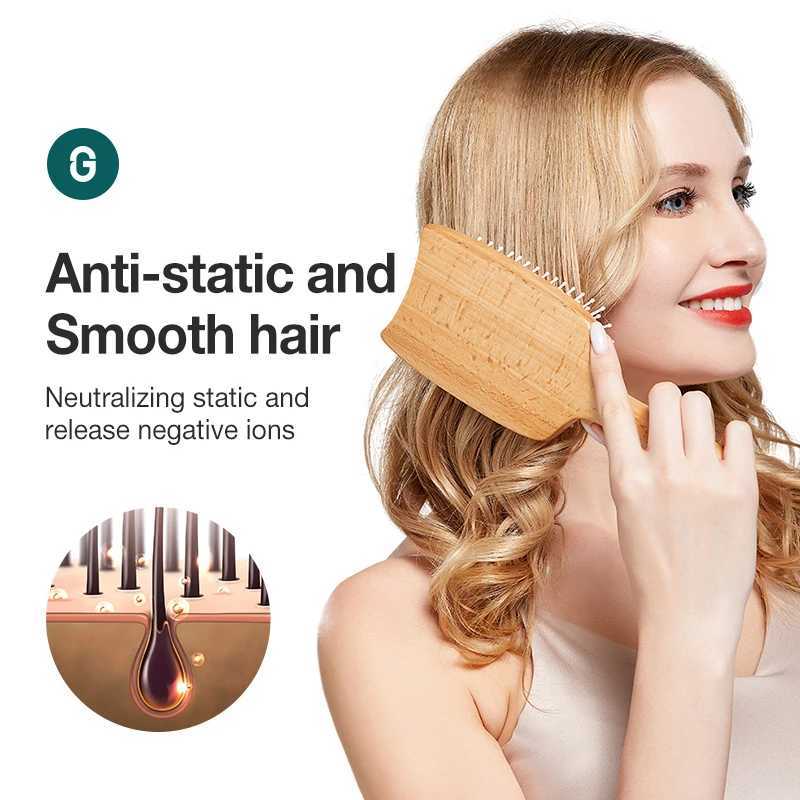 MR. GREEN Hair Brush Wide Board Massage Natural Beech Cat Head Design Comb Airbag Hair Brush for Wet and Dry Hair Removal for Women W240813