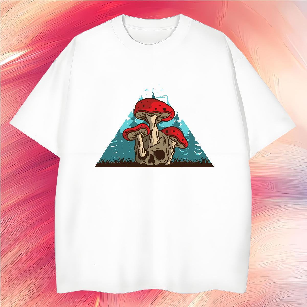Loose Fit mushroom T-Shirts Summer Casual Men Tshirts 230g 100% Cotton Factory Direct Breathable Crew Neck DIY Anime Tees