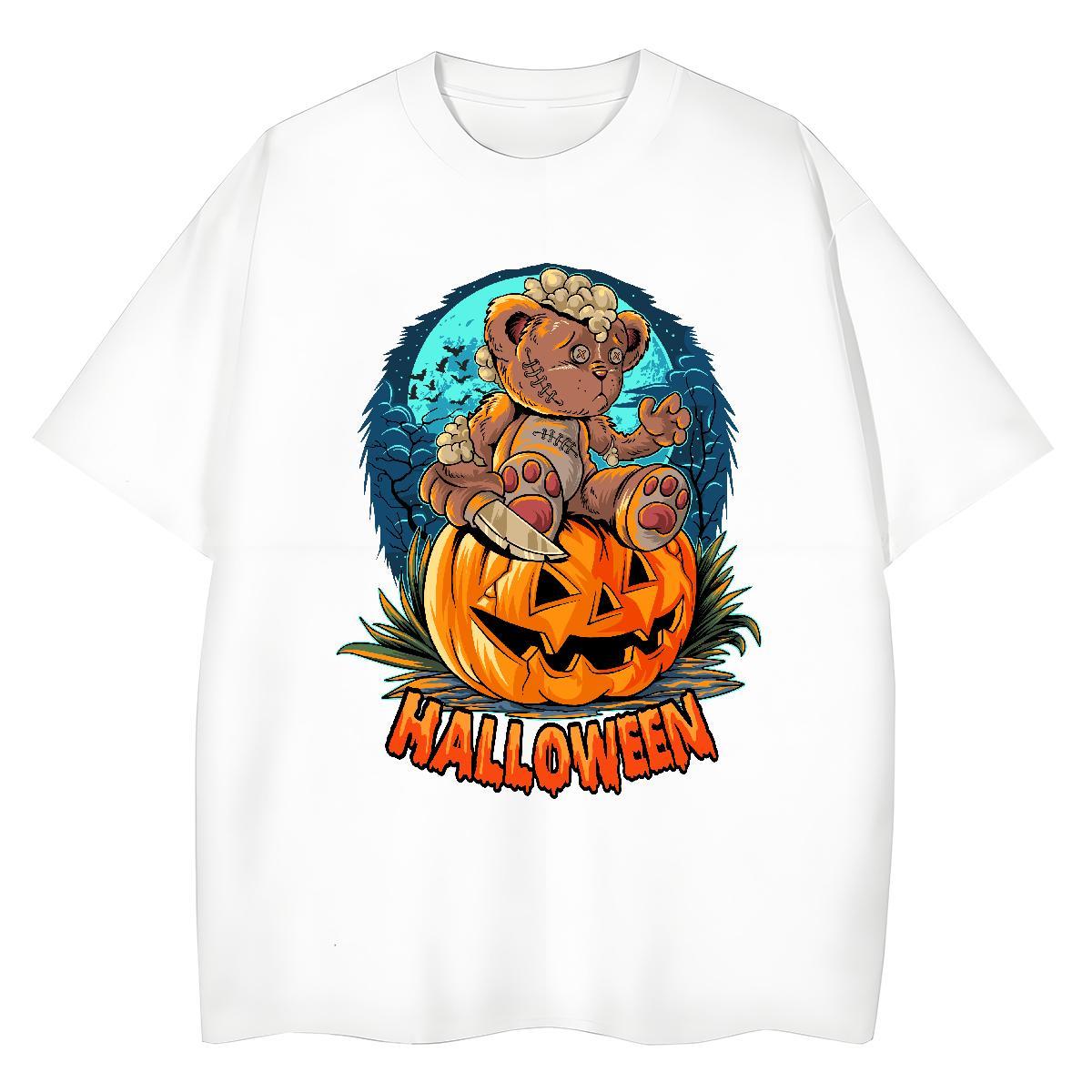 Brand Man T Shirts pumpkin Breathable Short Sleeve Sport Skull 100% Cotton 230g Men Tops Tees 2024 Summer Tee Shirt