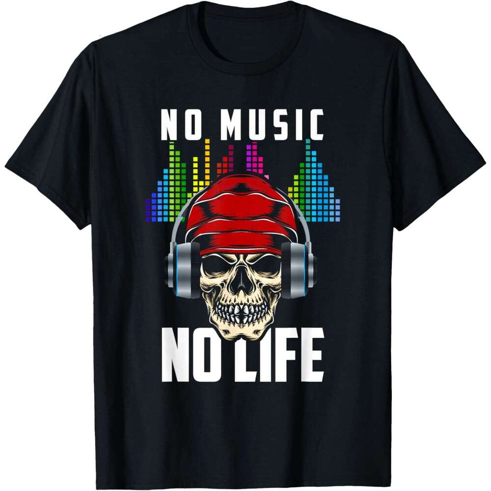 2025S Fashion Designer T Shirt For Mens Funny DJ Skull No Life Headphones Music Fans Gift T Shirt Shirts Tshirt Graphic Tee Casual Tops Clothes Short 