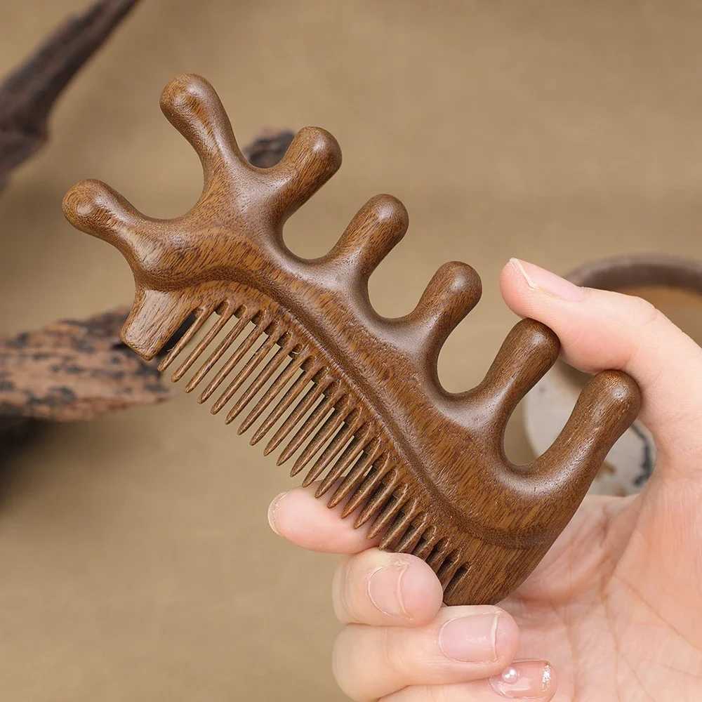 Hair comb scalp relaxation acupoint massager portable wooden handle comb facial shoulder neck scalp care hair loss comb W240813
