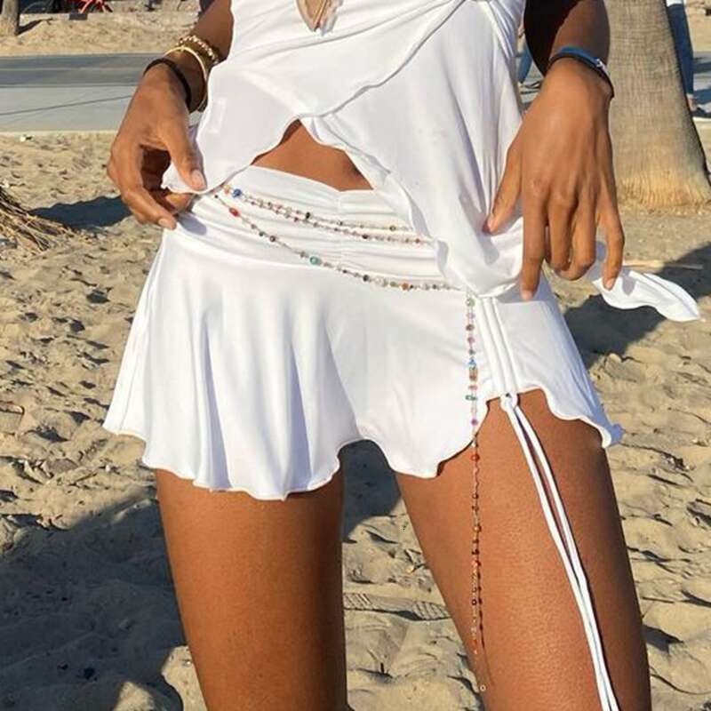 Waist Low Slim Fit Mini Skirts Women Y2K Ruched Ruffle Summer Stretch Tennis Skater A-line Short Skirt E-girl Streetwear