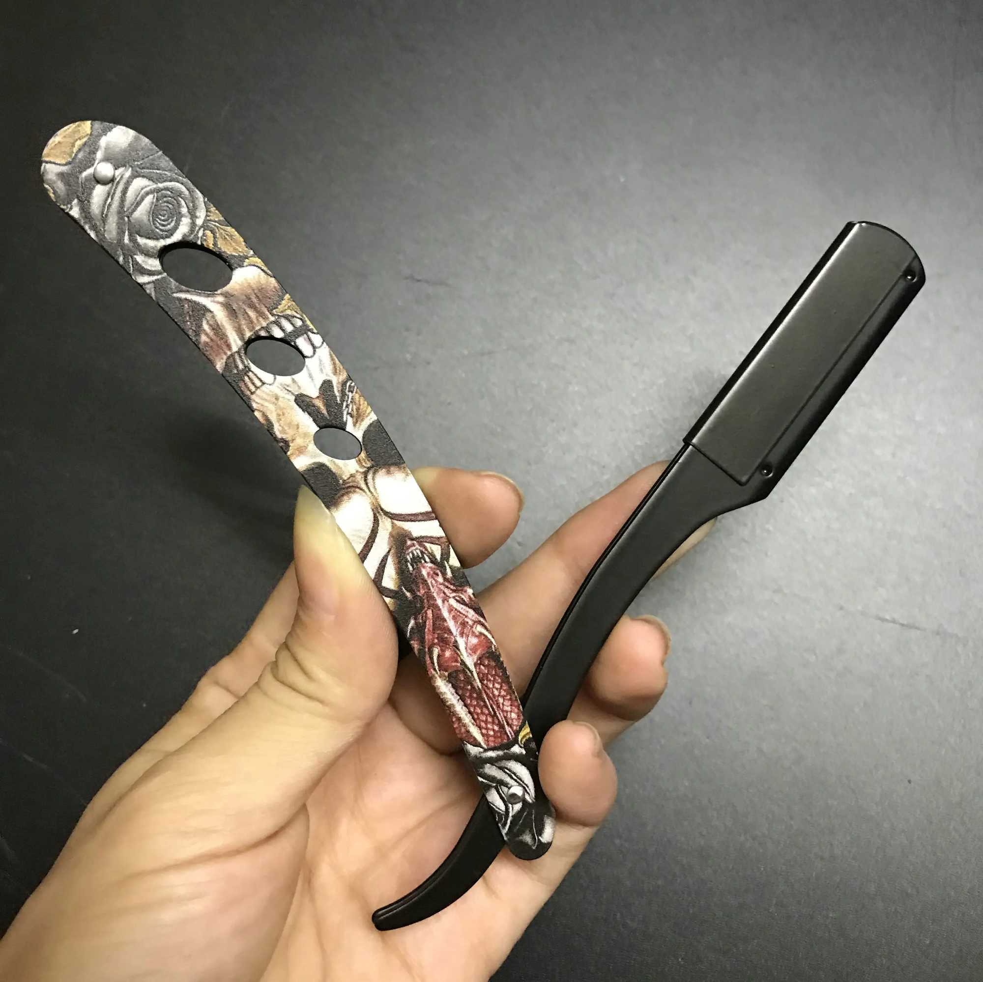 Men Professional Barber Razor Manual Shaver Straight Edge Stainless Steel Shaver Folding Shaving Shave GiftM240814