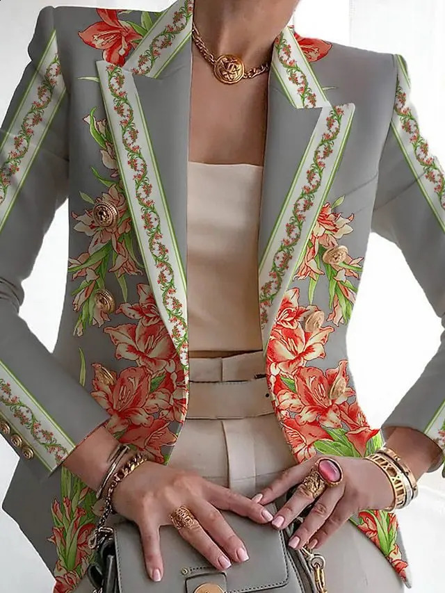 Autumn Beauty Clothing Fashion Printed Suit Slim Small Suit Commuting Office Ladies Clothing Blazer Women 240813