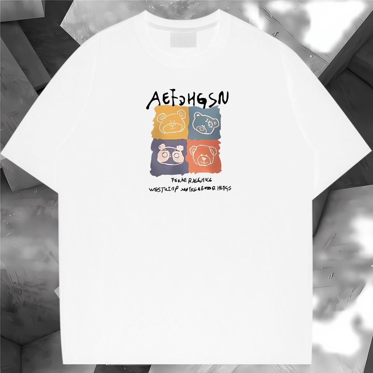Free Shipping bear T-Shirts for Men Anime Printing Street Couples T Shirts 230g Cotton Fashion Casual Breathable Graphic Tee Shirt