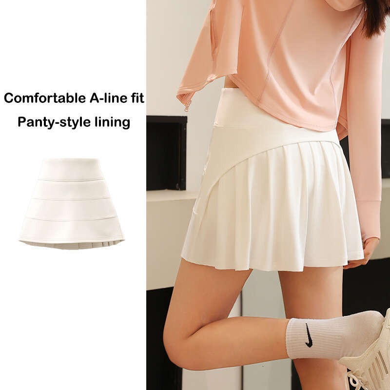 yoga PINGNIAO tennis for high-waisted slimming sports training two-layer anti-exposure half-length pleated skirt