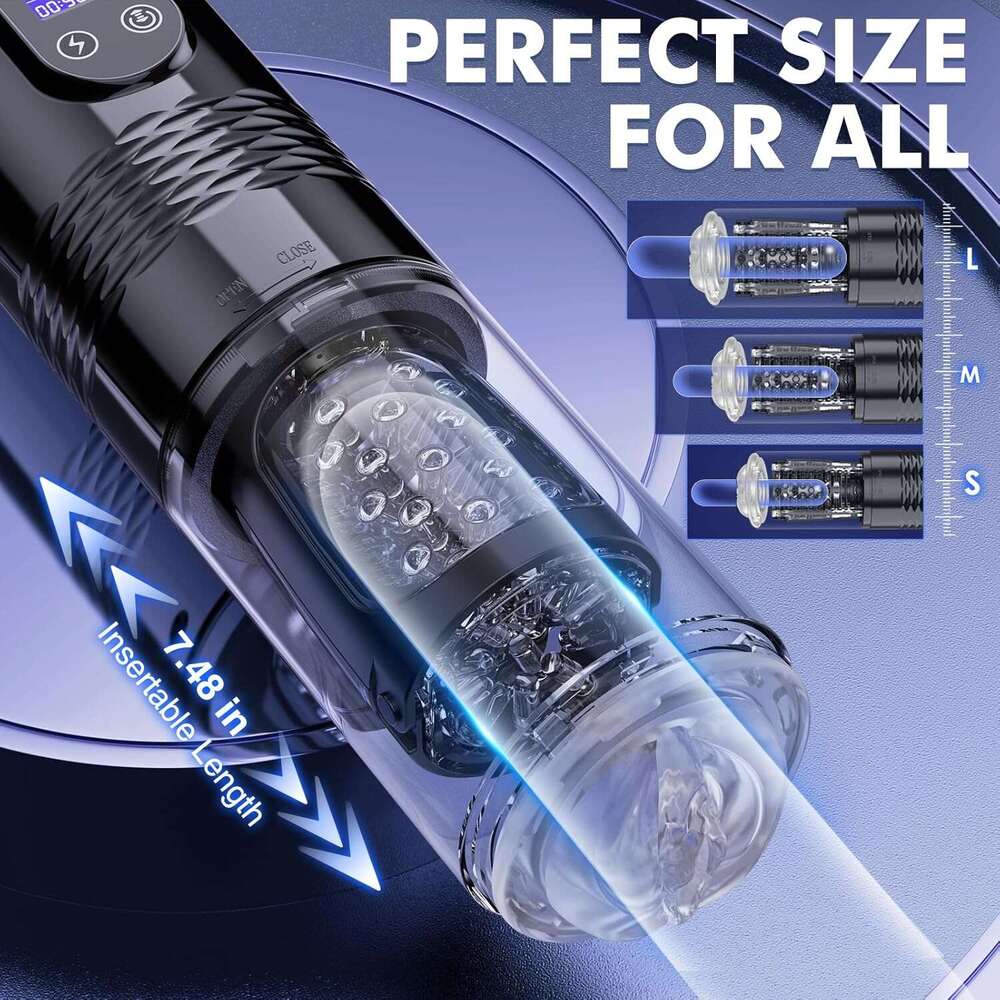EORONE Men's Sex Toys - Men's Sex Toys Adult Toys, 10 Vibration and 6 Push, Men's Sex Toys Pocket Cat LCD Display, 3D Sleeve