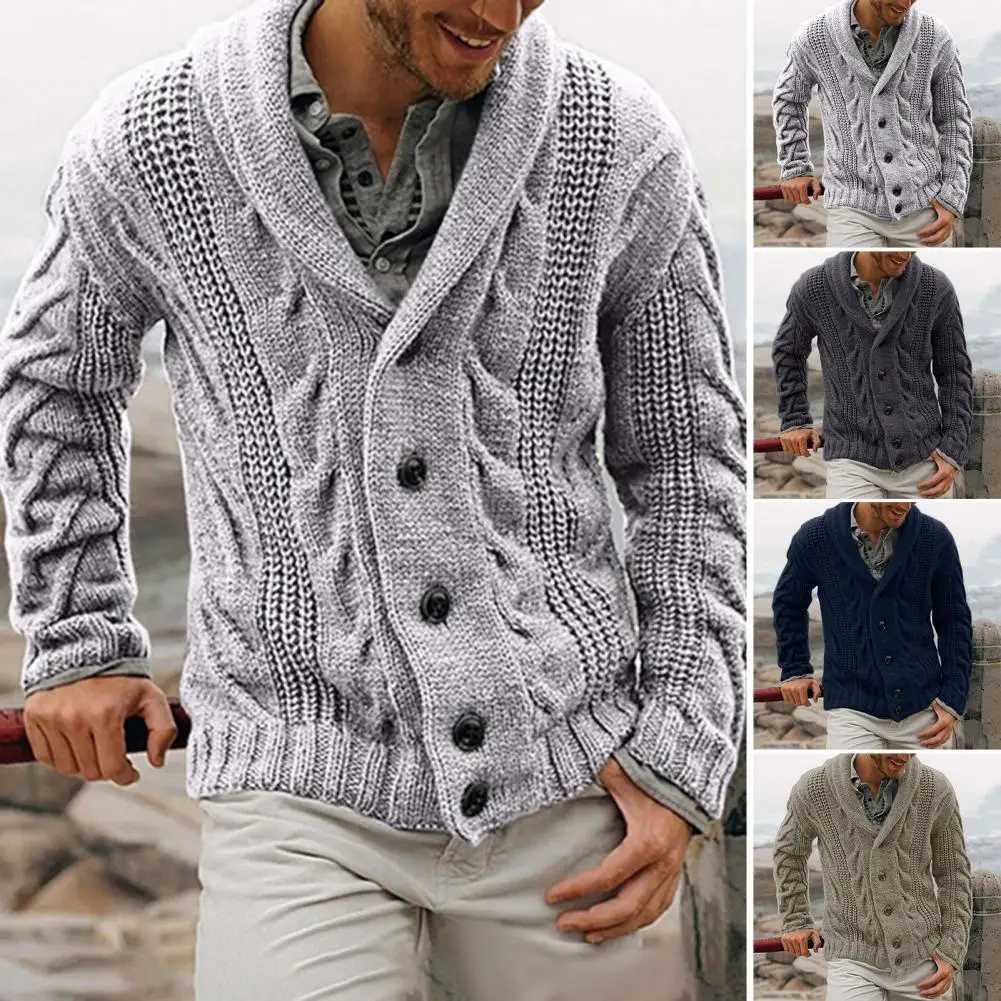 Mens sweater jacket cotton blend button closed knit long sleeved fashion cardigan wool sweater for autumn and winter mens wearW240729