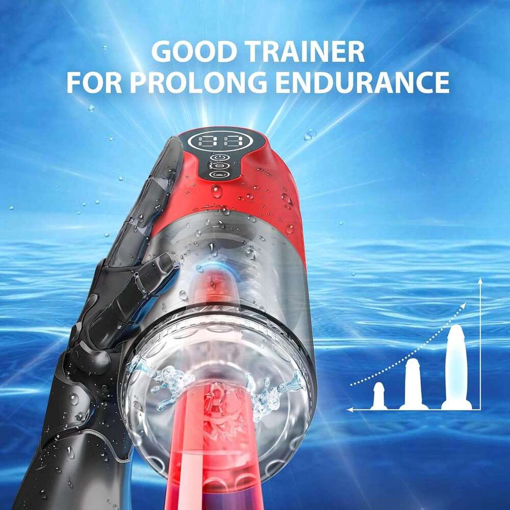 Automatic men's cup adult toy - sex toy pocket cat hands-free massager 3D realistic sleeve men's vibrator with 7 thrust rotation and vibrati