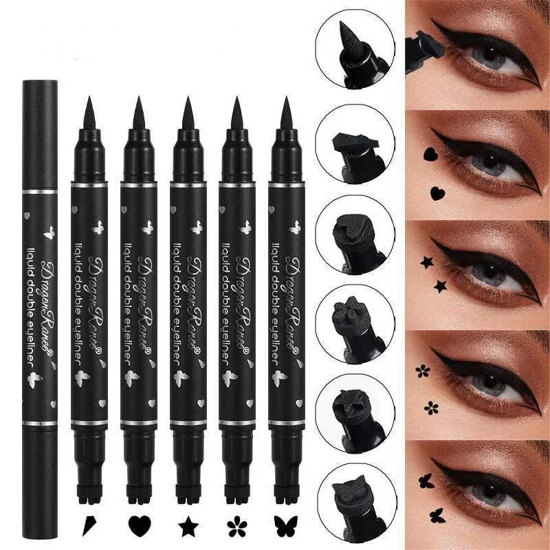 2 In1 Stamp Liquid Eyeliner Pencil Water Proof Fast Dry Double-ended Black Seal Eye Liner Pen Make Up for Women Cosmetics Y240813