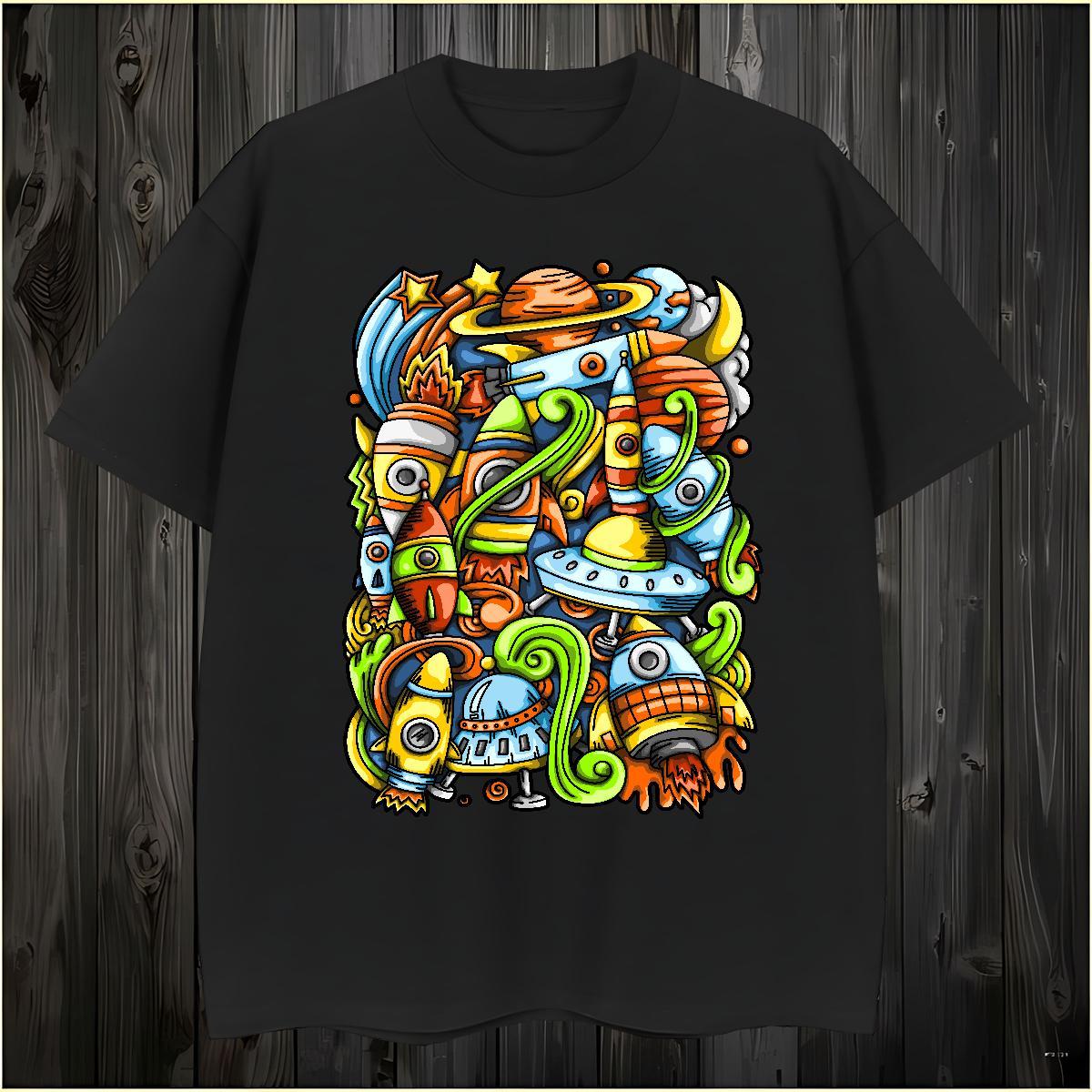 T shirt 100% Cotton 230g spaceman Street Wear Crew Neck Oversized 3XL 4XL Men Tshirts DIY Customized Loose Tops Shirt