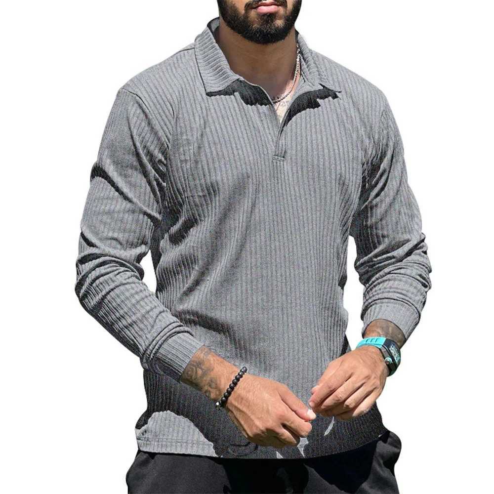 2024 Men Soil Color Long Sleeve Tshirt s T-Shirt Brand Quality Turn Down Collar Autumn Winter Bottoming Shirt TeesM240814