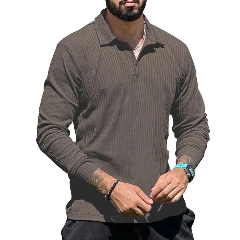 2024 Men Soil Color Long Sleeve Tshirt s T-Shirt Brand Quality Turn Down Collar Autumn Winter Bottoming Shirt TeesM240814