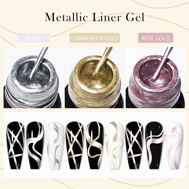 Mtssii 5ML Metallic Liner Painting Gel Chrome Gold Silver Mirror Nail Polish Super Bright Drawing Line French Nail Art VarnishM240814
