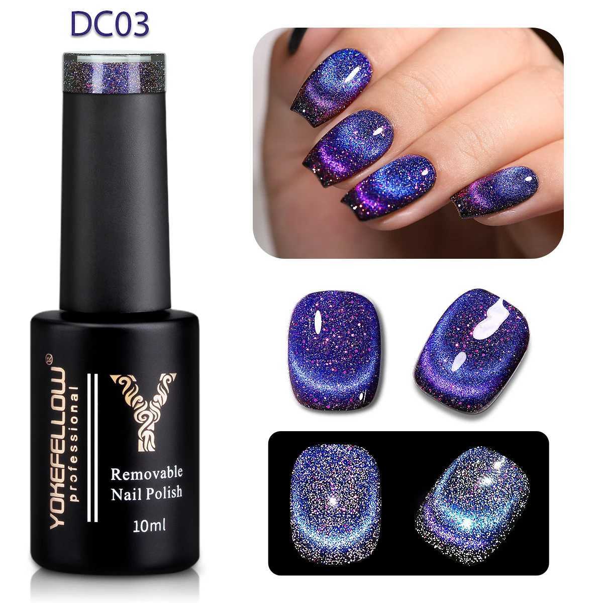 YOKEFELLOW 10ML Purple Ocean Crystal 9D Wide Cat Eye Magnetic Holographic Cat Eye Gel Nail Polish Semi Permanent UV Gel Nail ArtM240814