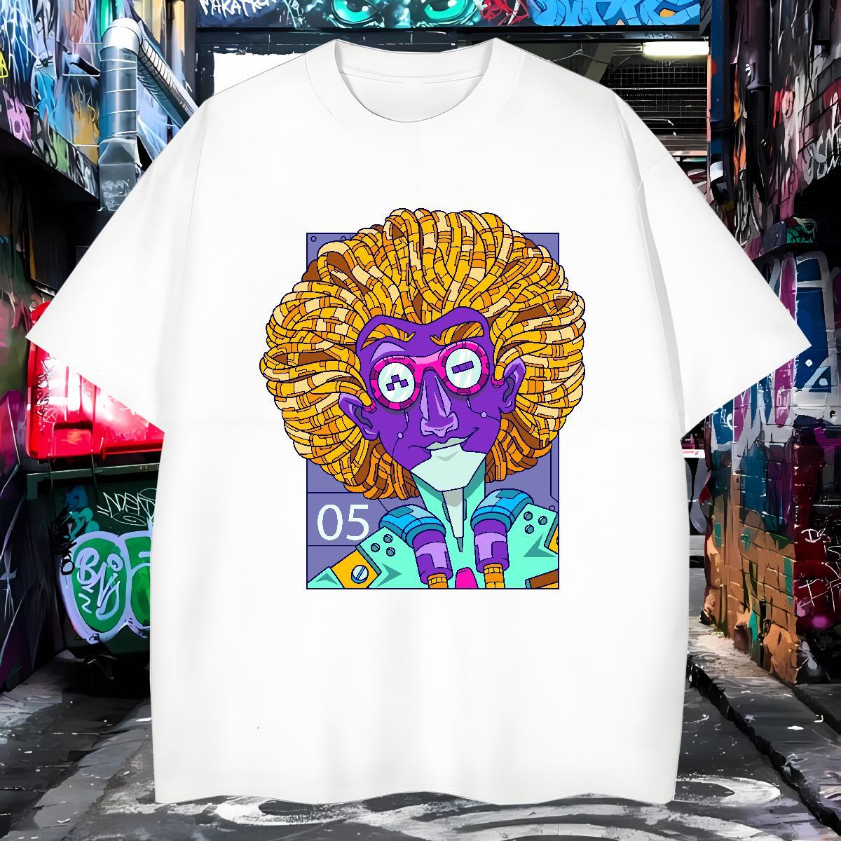 Mens T Shirts 100% Cotton 230g portrait Street wear Hip Hop Crew Neck Asian Size Men Tshirts DIY Soft Wear