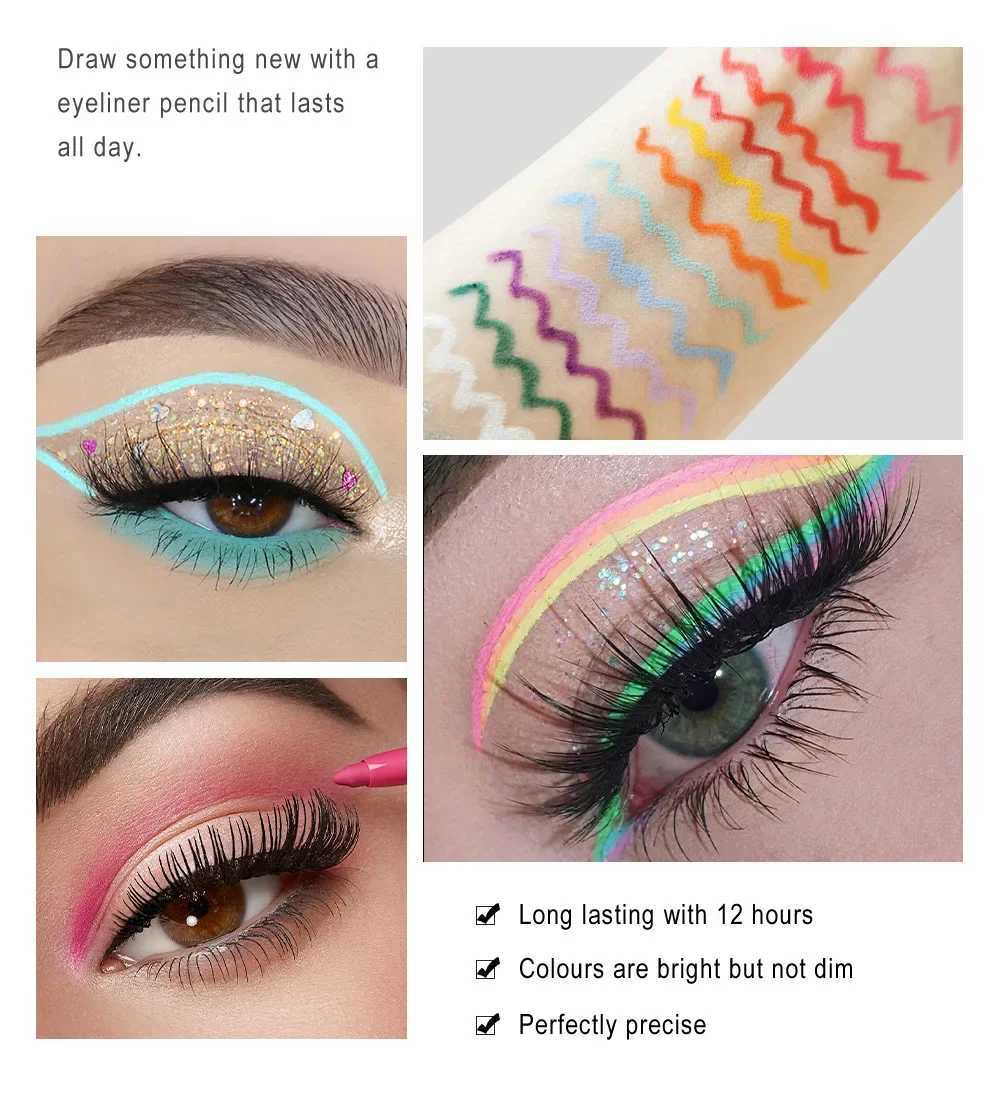 Sexy Purple Waterproof Matte Eye Cosmetics EyeLiner Pencil Long Lasting Women Fashion Pink Black Eye Charming Eye Liner Pencil Y240813