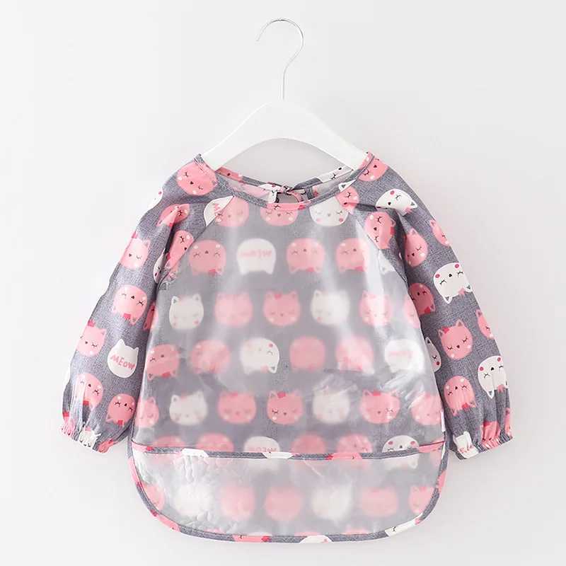 Bibs Burp Cloths Waterproof Baby Bandana Bibs Cartoon Bibs Infant Eating Children Drawing Long Sleeve Apron Baby Self Feeding Bibs Burp ClothsL4812
