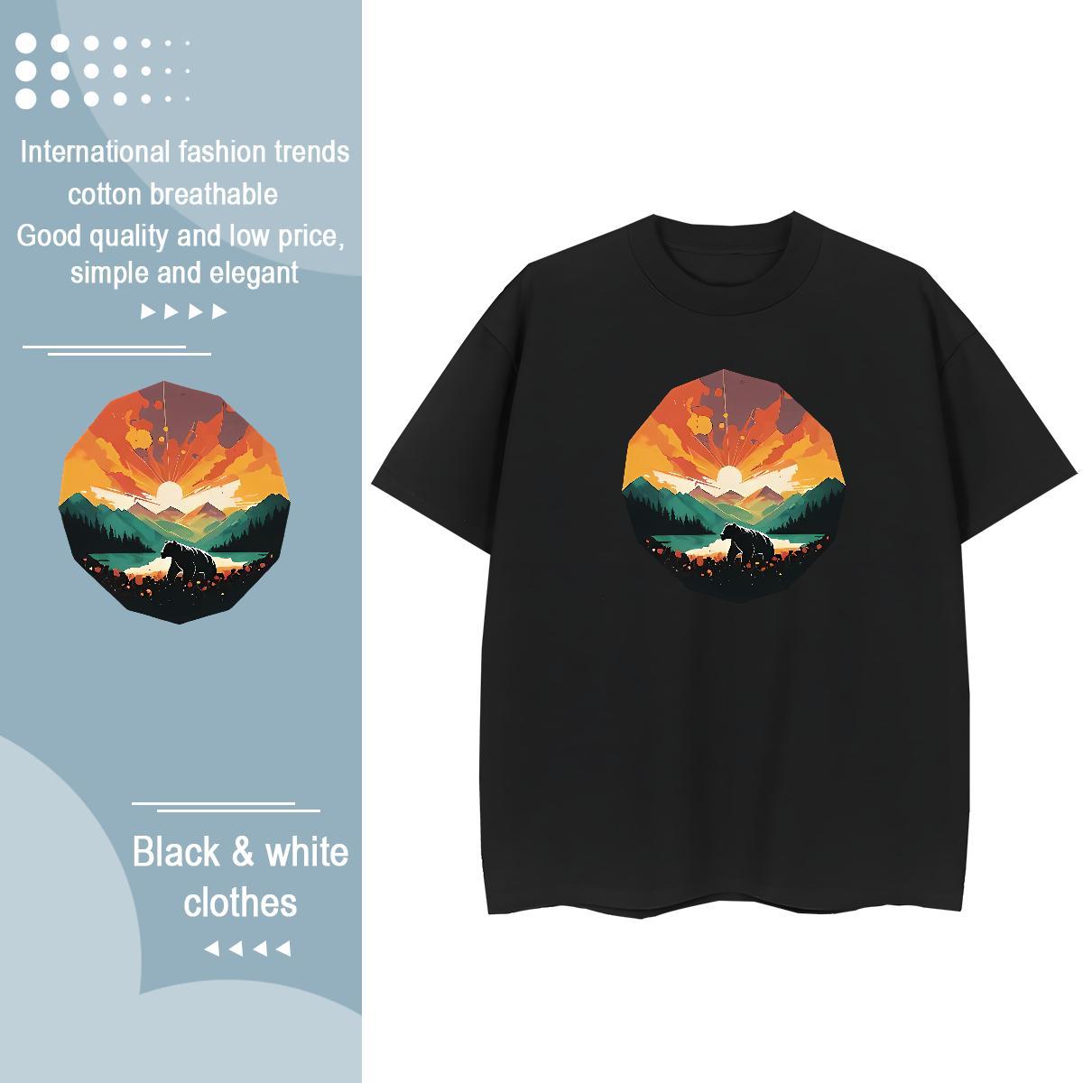 Comfortable T-Shirts bear Crew Neck Casual Beach White Plus Size 230g Pure Cotton Men Tshirts Stylist Tops Tees