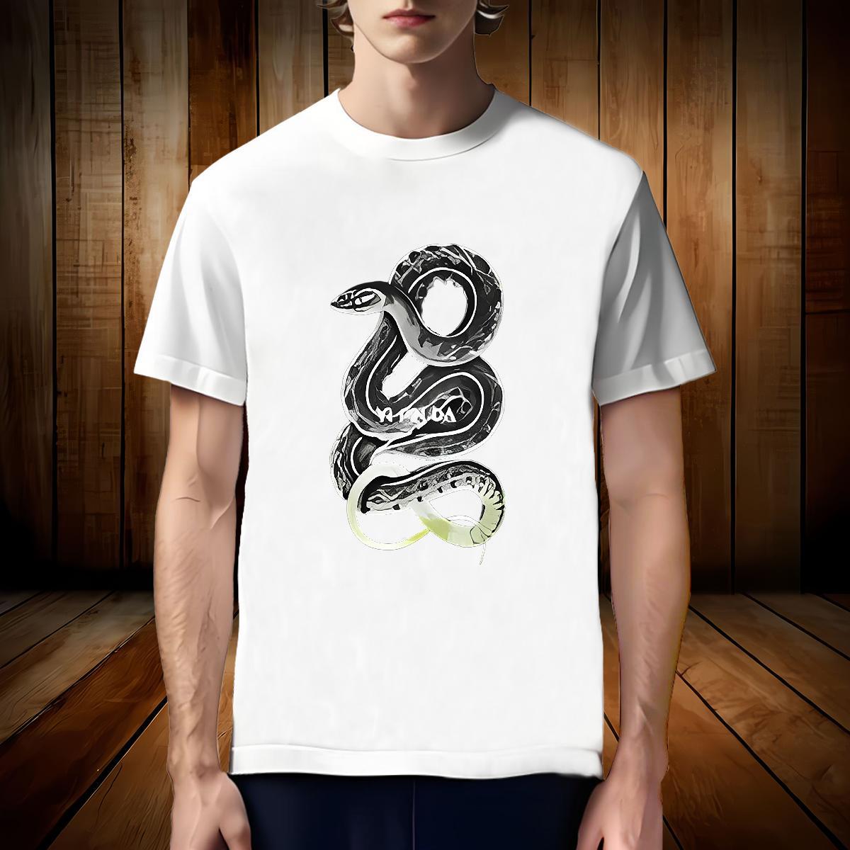 Soft Men T Shirts snake Breathable Crew Neck Street Black Oversized 230g Pure Cotton Tshirts Custom Top Tees