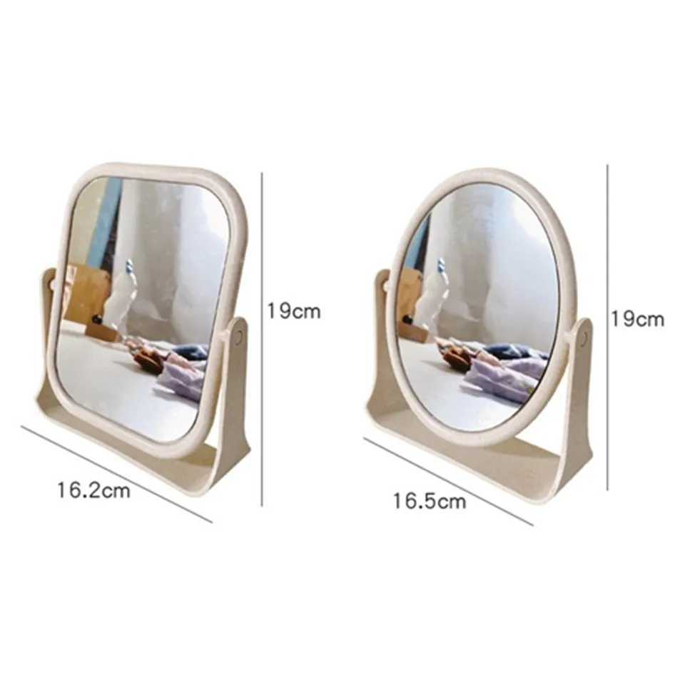Ins desktop stand makeup mirror cute rotating oval rectangular womens makeup mirror bedroom dormitory home decoration W240813