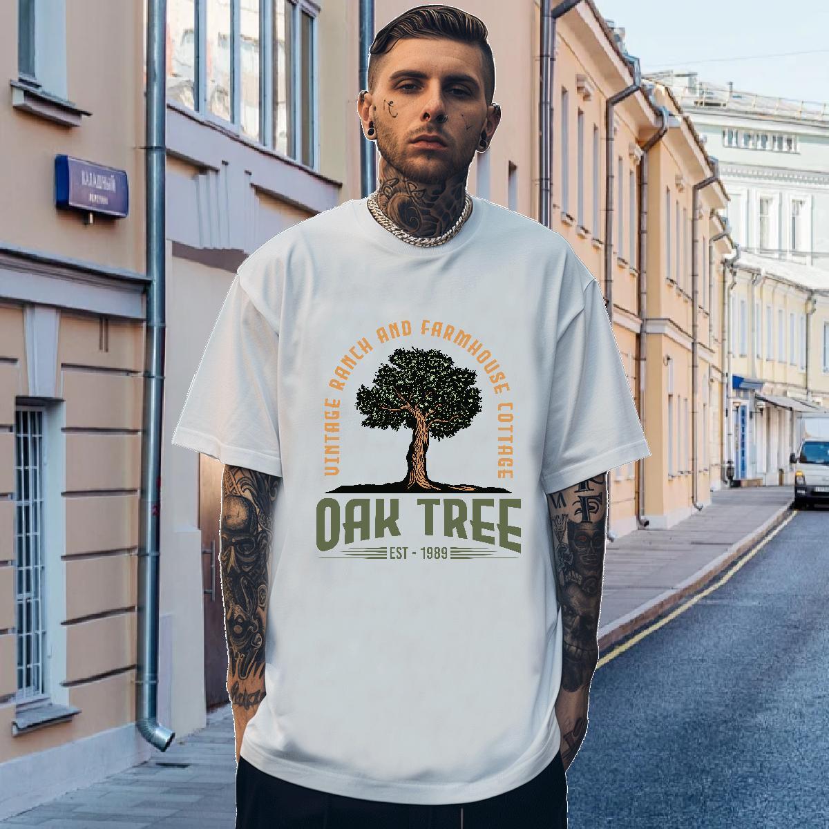 T shirt 230g 100% Cotton tree High Street Hip Hop Round Neck Short Sleeve DIY Men Tees Designer Free Shipping Tops