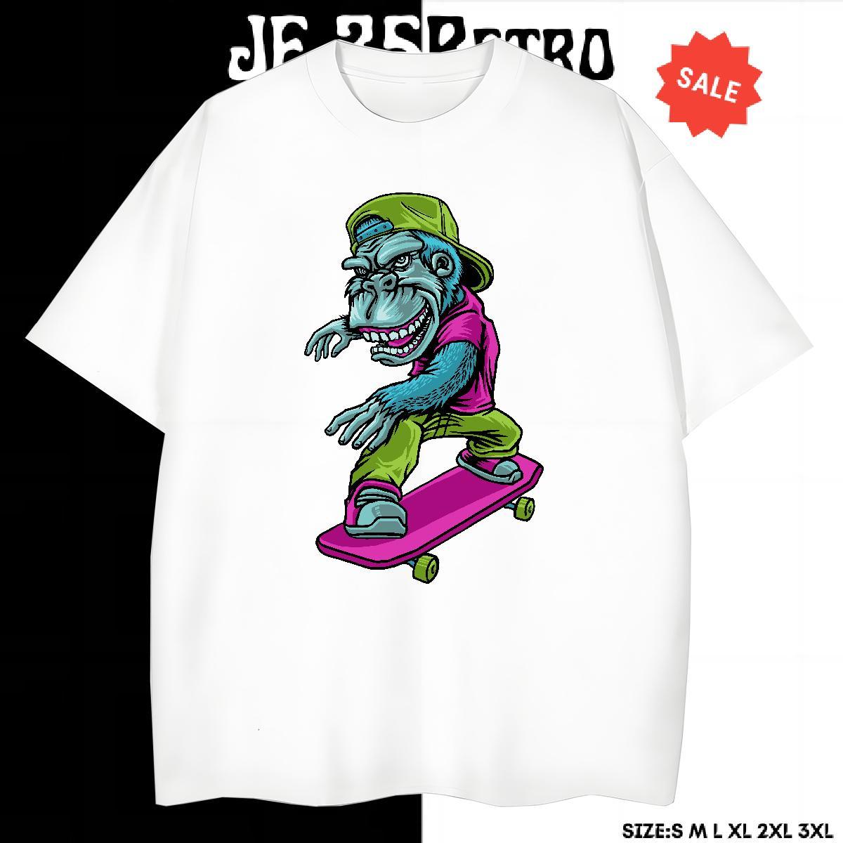 TOP Quality T shirt chimpanzee Breathable Short Sleeve Sport Cartoon Print 230g Cotton Couples T Shirts Stylist Tees Shirts