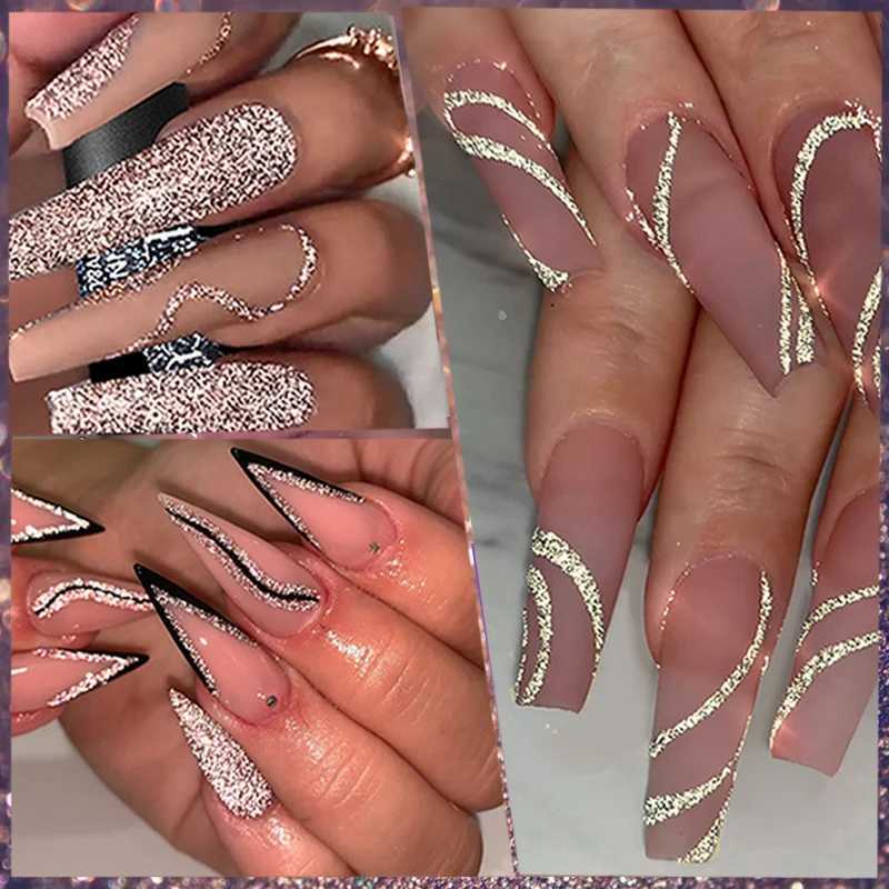 LILYCUTE 5ML Reflective Glitter Liner Gel Nail Polish Sparkling French Line Painting Gel Semi Permanent Vernis Nails AccessoriesM240814