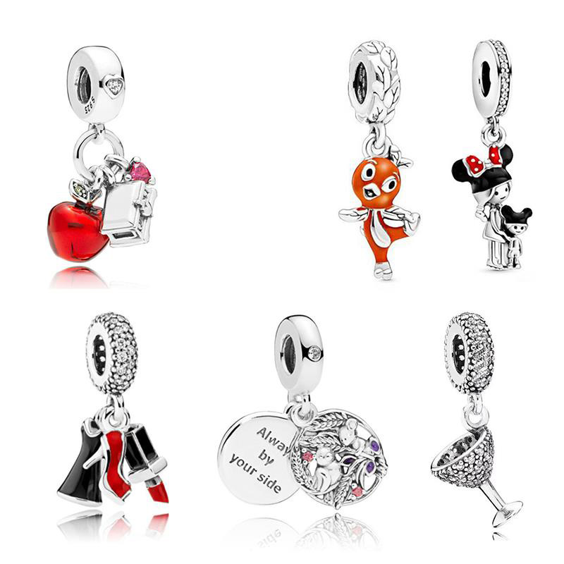 Tail Glass Halloween Pumpkin Lipstick Dangle Charms Silver S925 Snake For Bracelet Bangle DIY Jewelry 2024 New Collection