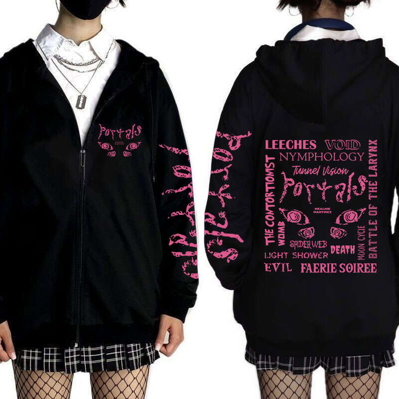 Women Melanie Martinez Portals Zipper Hoodies Long Sleeves Sweatshirt Haruku Hip Hop Y2K Streetwear Casual Zip-up Jacket Coats
