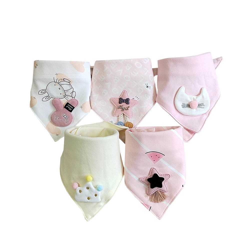 Bibs Burp Cloths 5Pieces/Lot Baby Girl Bib Cotton Triangle Infant Feeding Burp Cloth Teething Drool Boy Bib Newborn AccessoriesL4812