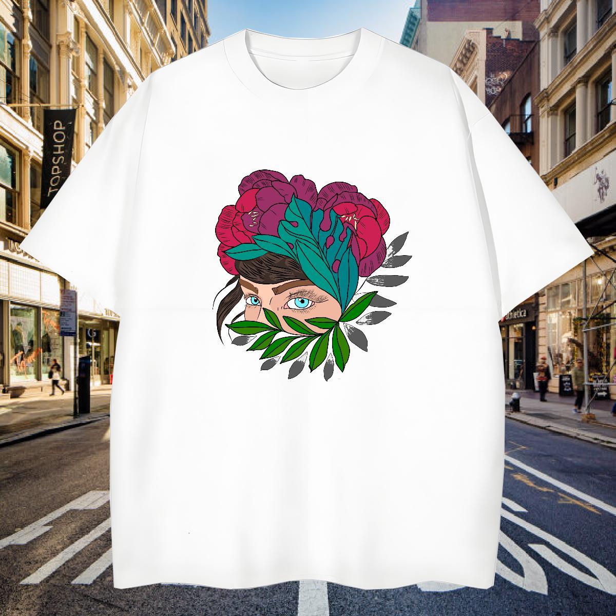 T-Shirts 100% Cotton 230g portrait Sport Crew Neck Breathable Anime Print Tshirts 2024 DIY Popular Polos