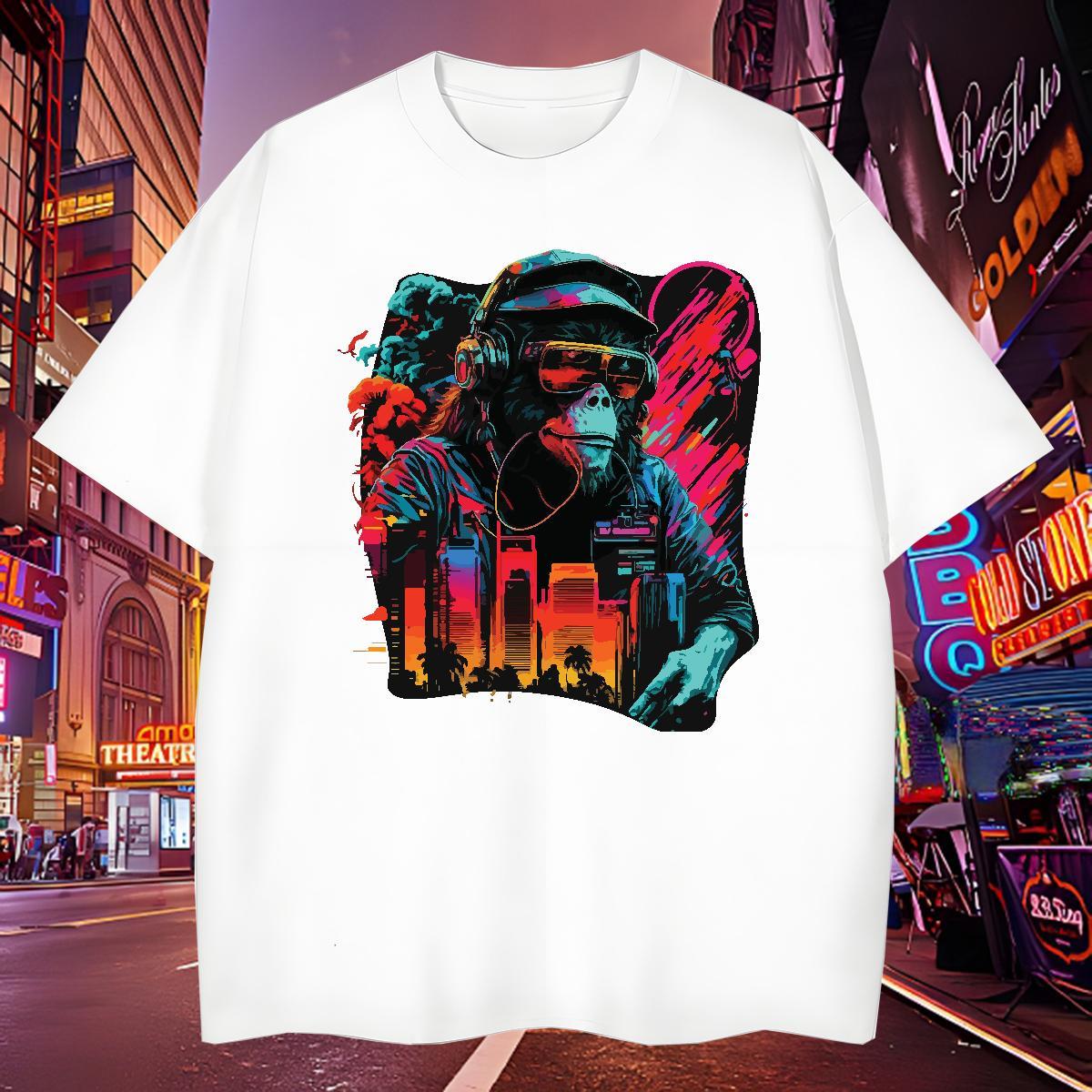 High Quality Mens T Shirts chimpanzee Round Neck Short Sleeve Summer Casual Plus Size Cartoon 100% Cotton 230g Men Tops Tees Designer Tshirts